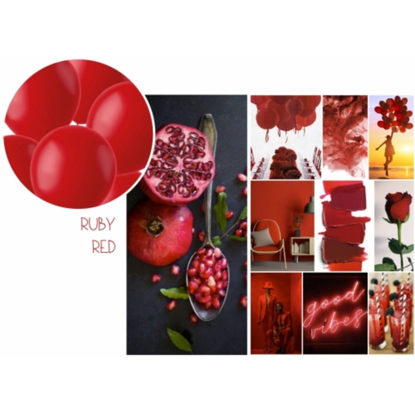 Ballons en forme de coeur Rouge Rubis 25cm - 8 pièces