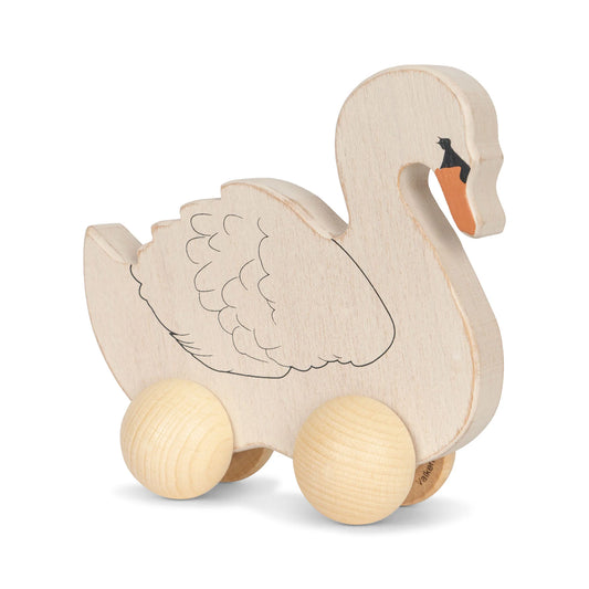 Wooden rolling swan fsc - cream off white