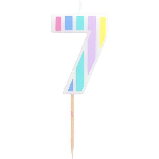 Candle Pastel Number 7 Multicolour