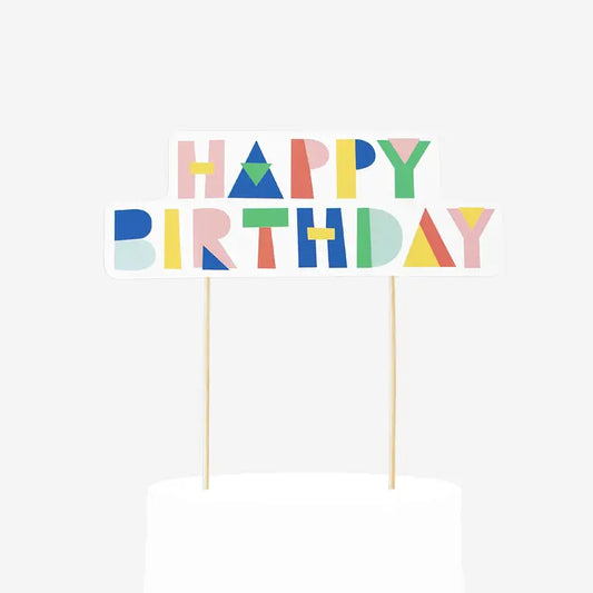 Happy Birthday Cake Toppers - Multi-Coloured