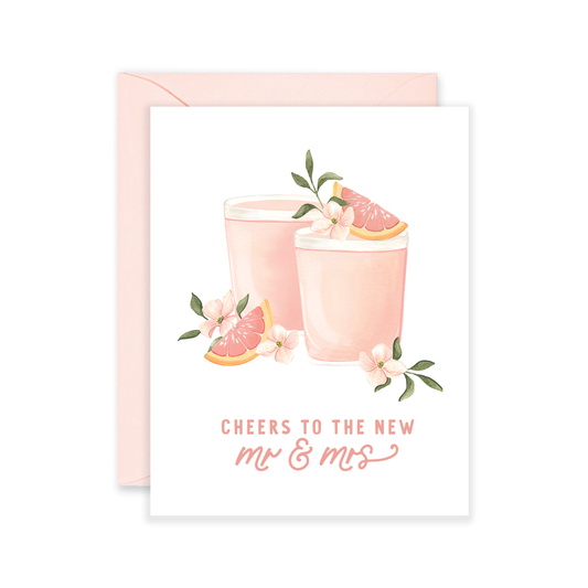 Cocktail Cheers - Mr & Mrs Wedding Card, Newlywed Card