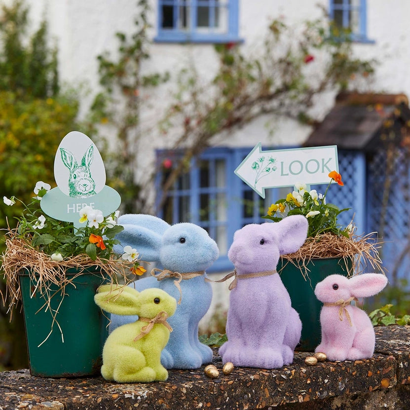 Small Pink Easter Bunny Table Decoration - 15cm