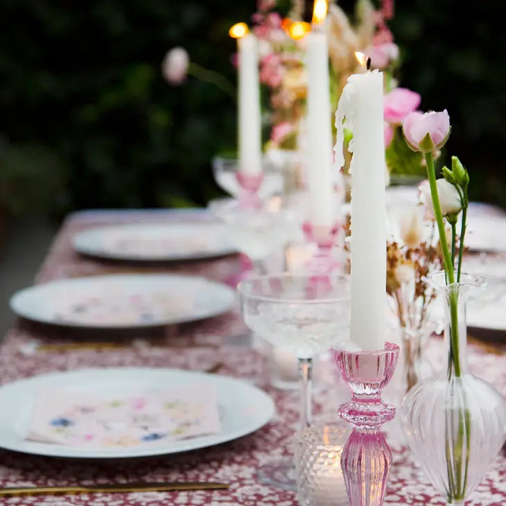 Pink Glass Candlestick Holder - Home Décor