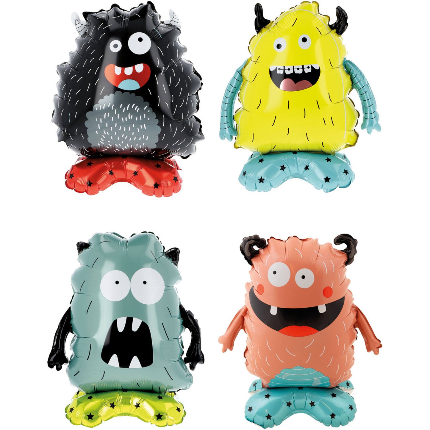 Standing Foil Balloon - Monsters - 4 pieces - 35 x 40 cm