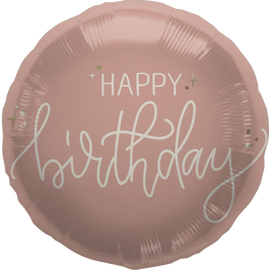 Foil Balloon - "Happy Birthday" - Crème Rose