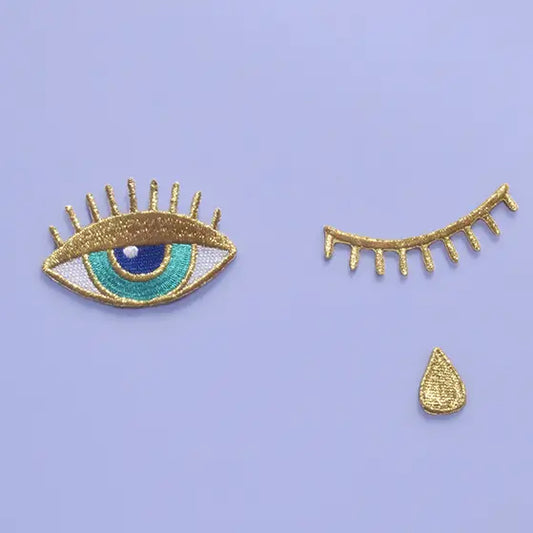 Trio Eye+Lashes+Teardrop Iron-On Patches (3 Pieces)