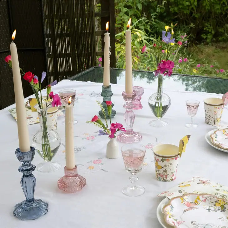 Small Pink Glass Candle Holder - Home Décor