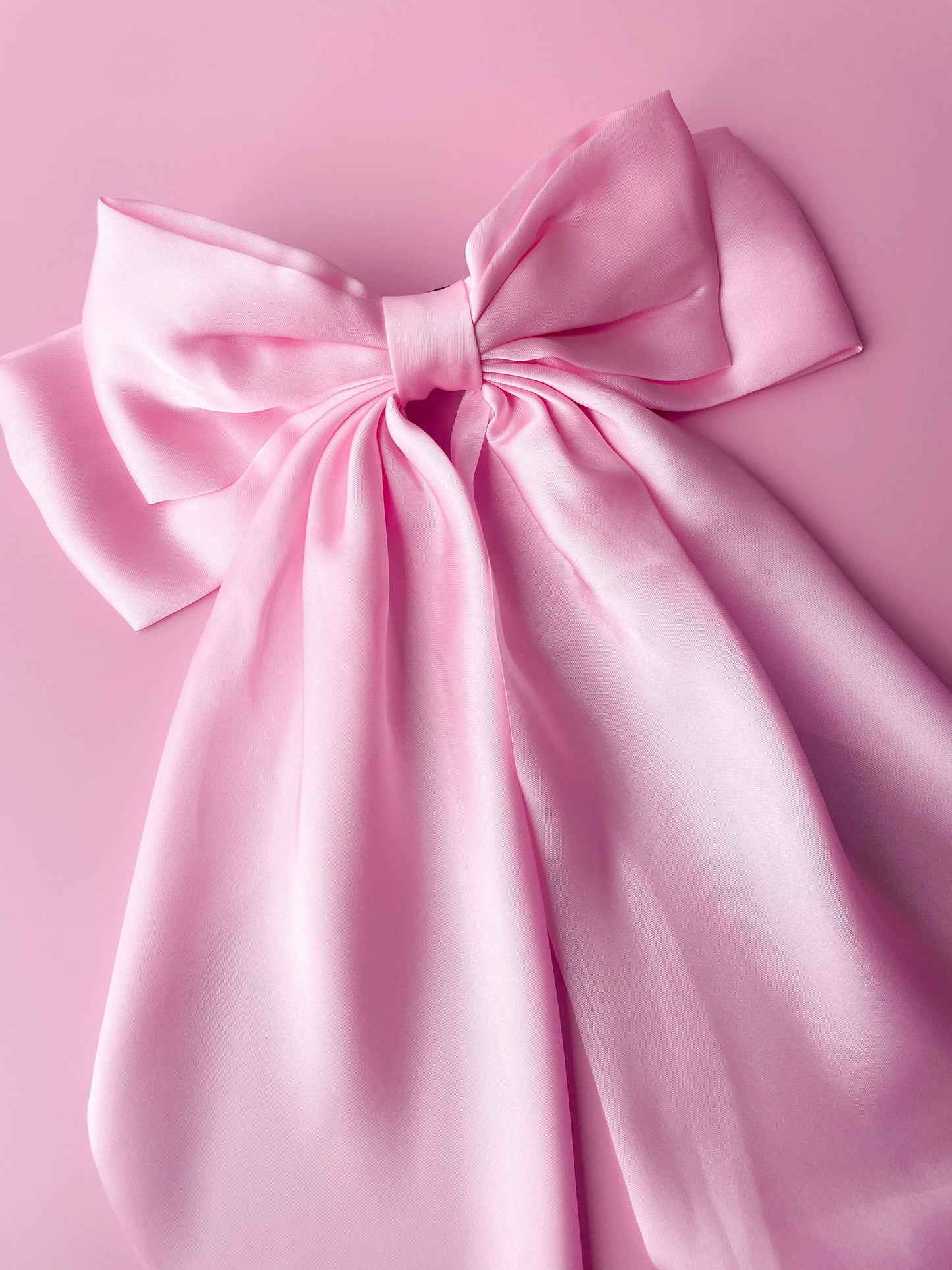 Rock Paper Scissors - Silky Oversized Ribbon Hair Bow Barrette: Dusty Rose