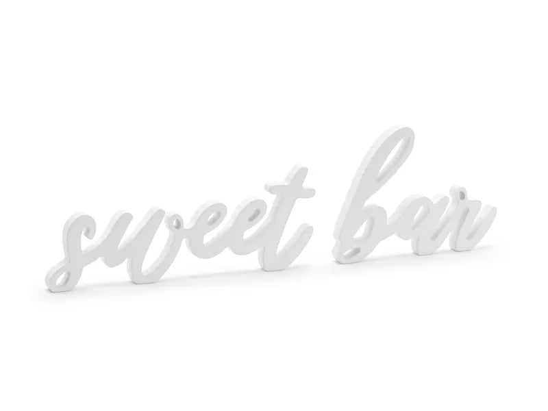 Wooden inscription Sweet bar, white, 37x10cm