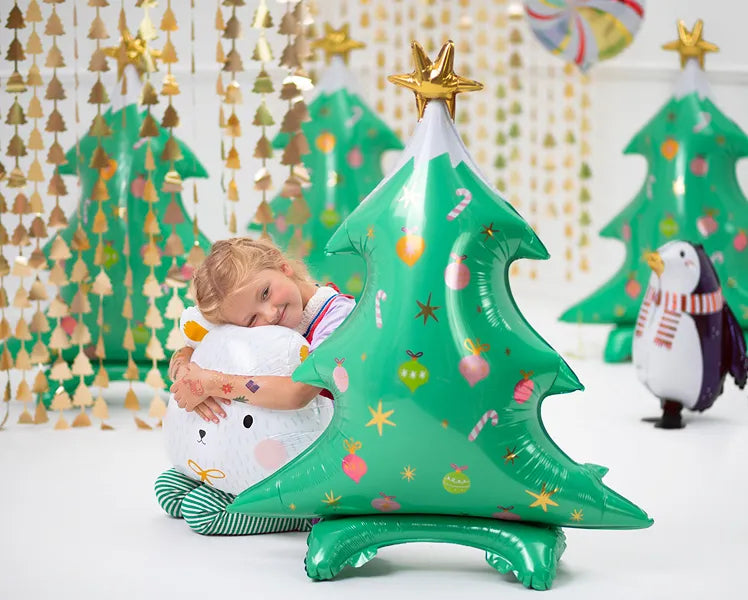 Standing foil balloon Christmas tree, 78x94cm, mix