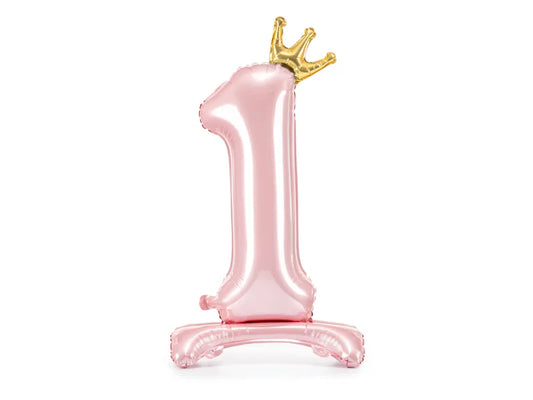 Standing foil balloon Number ''1'' , 84 cm, light pink