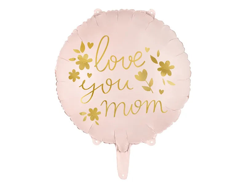 Foil balloon "Love you mom", 45 cm, pink