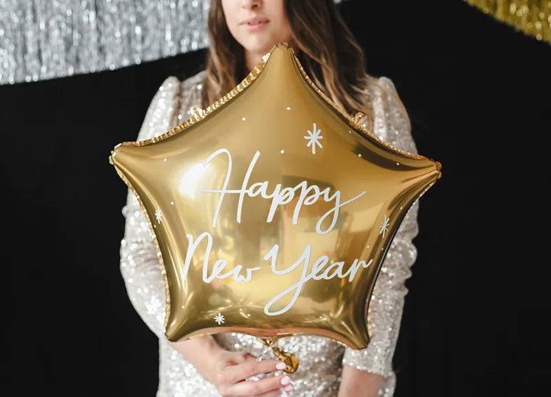 Foil balloon Star Happy New Year, 47x50 cm, gold