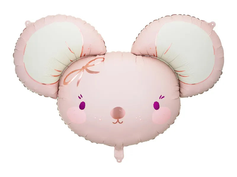 Ballon aluminium Souris, 96x64 cm, rose clair