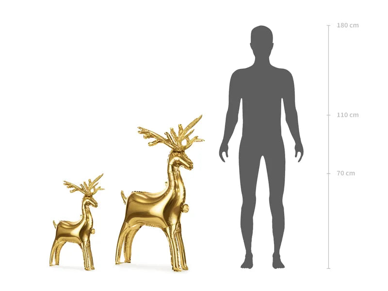 Standing foil balloon Reindeer, 124 x 80 cm, gold