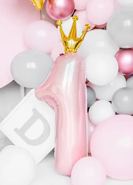 Foil balloon Number ''1'', 37x100 cm, light pink