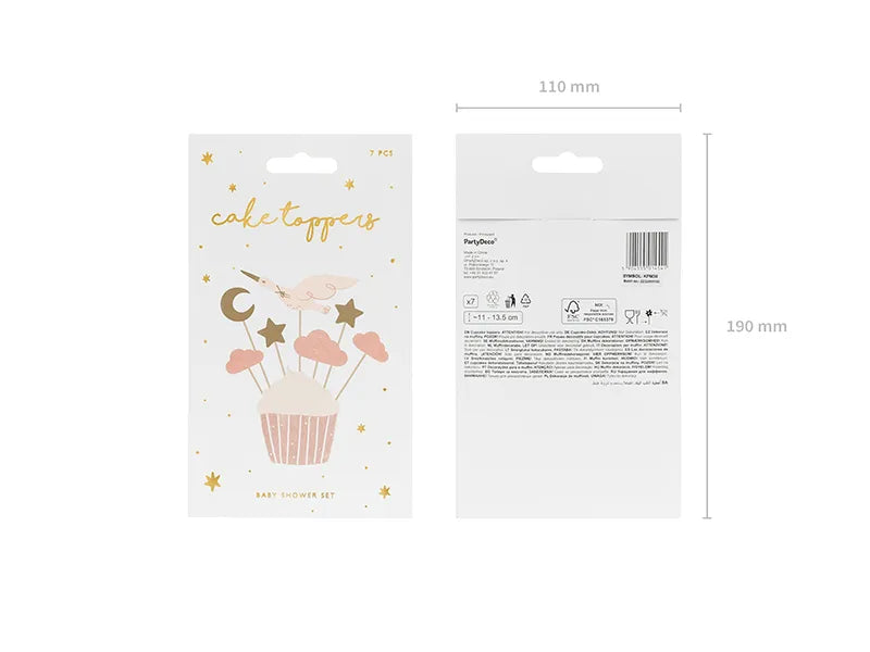 Cupcake toppers - Stork, 11-12 cm