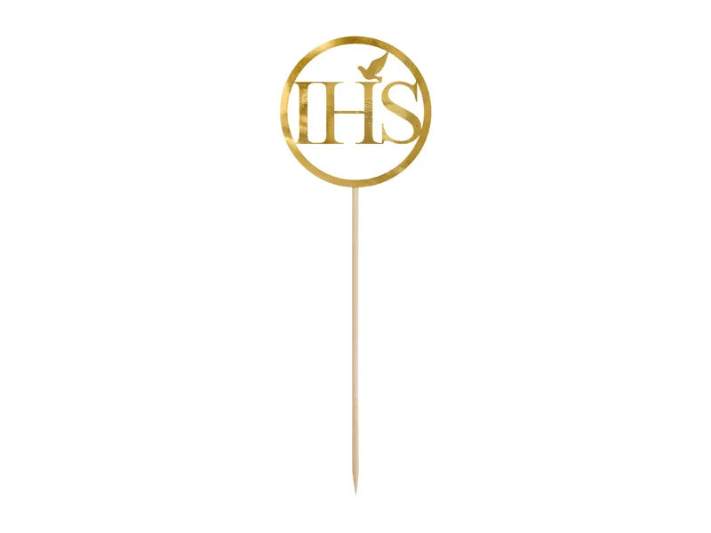 Cake topper IHS, gold, 22cm