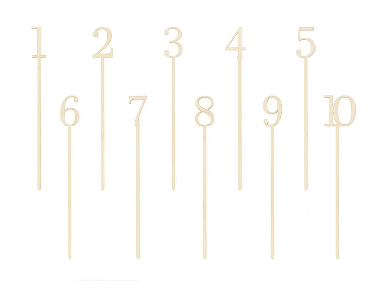 Wooden table numbers 1 - 10, 25 cm