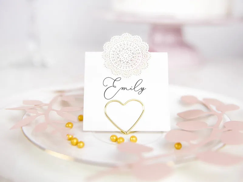 Place card holders Hearts, gold, 2.5 cm