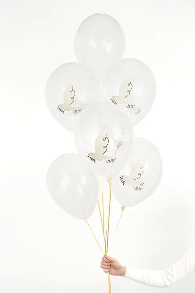 Balloons 30 cm, Dove, Crystal Clear