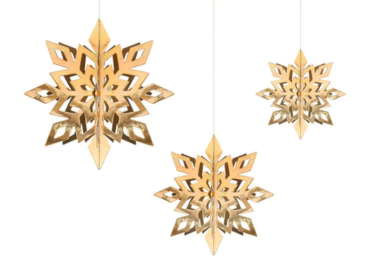 Decorative pendants Snowflakes, gold, 15-25cm