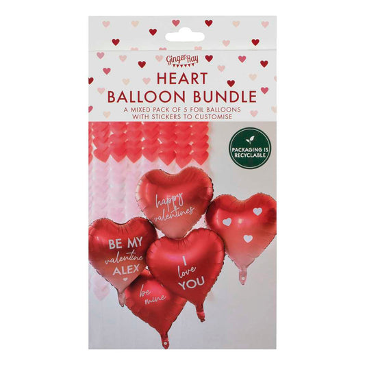 Customisable Heart Valentines Balloons with Stickers