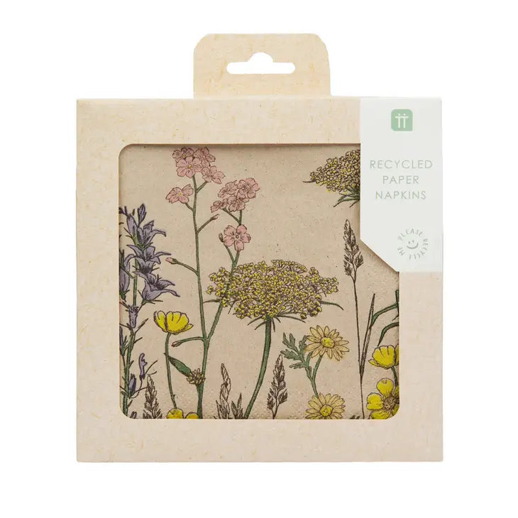 Eco-Friendly Recycled Paper Spring Floral Napkins - 20 Pack