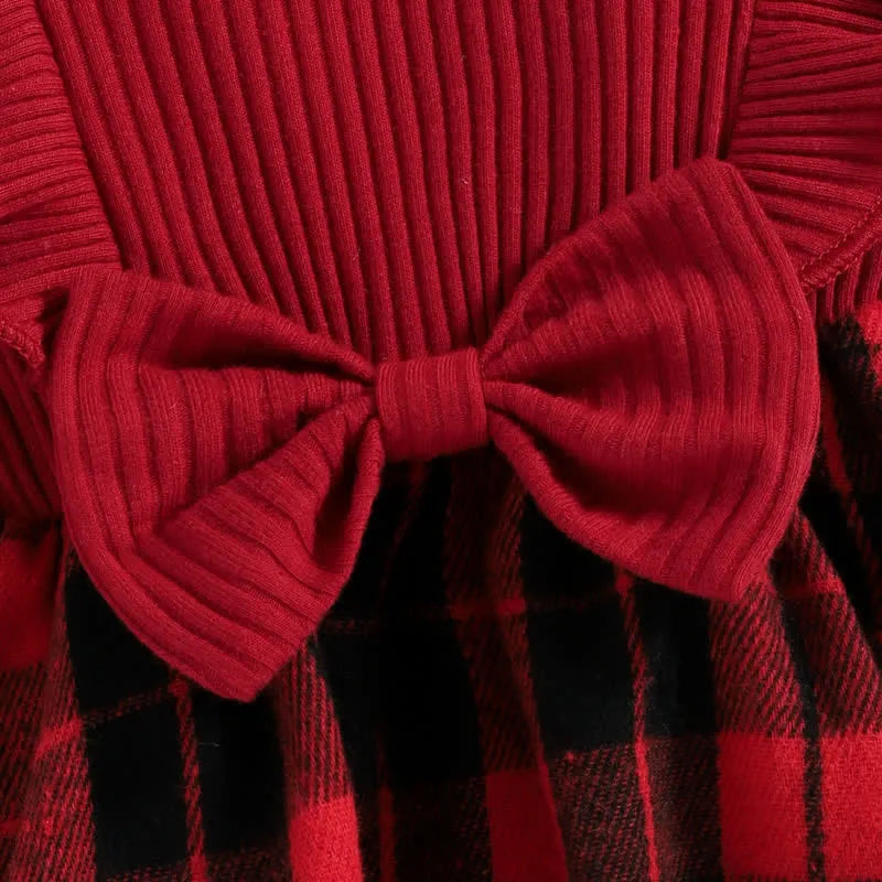 Christmas Plaid Red Romper with Headband