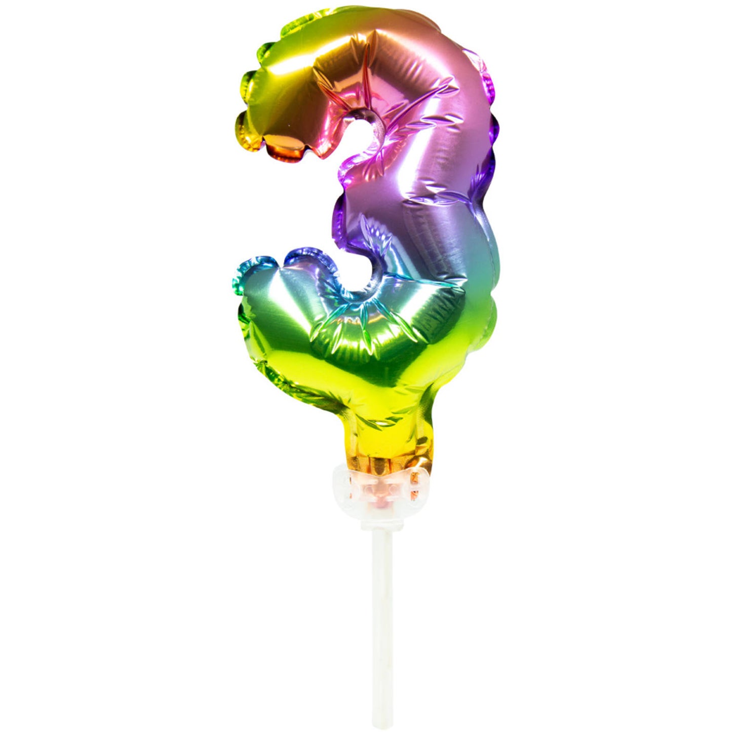 Foil Balloon Cake Topper Rainbow Number 3 - 13cm