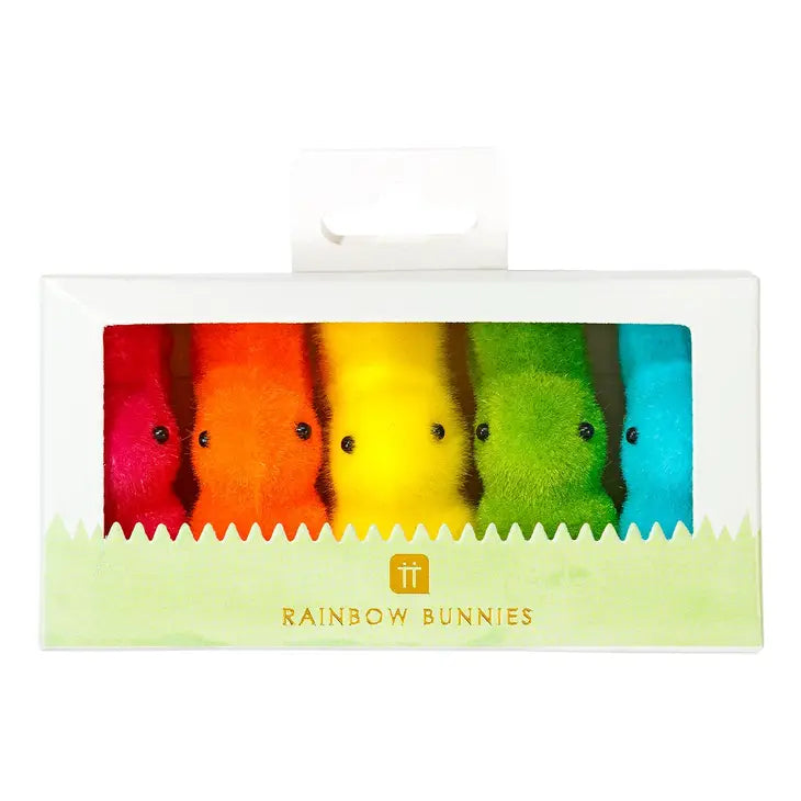 Rainbow Easter Bunny Rabbit Decorations - 5 Pack