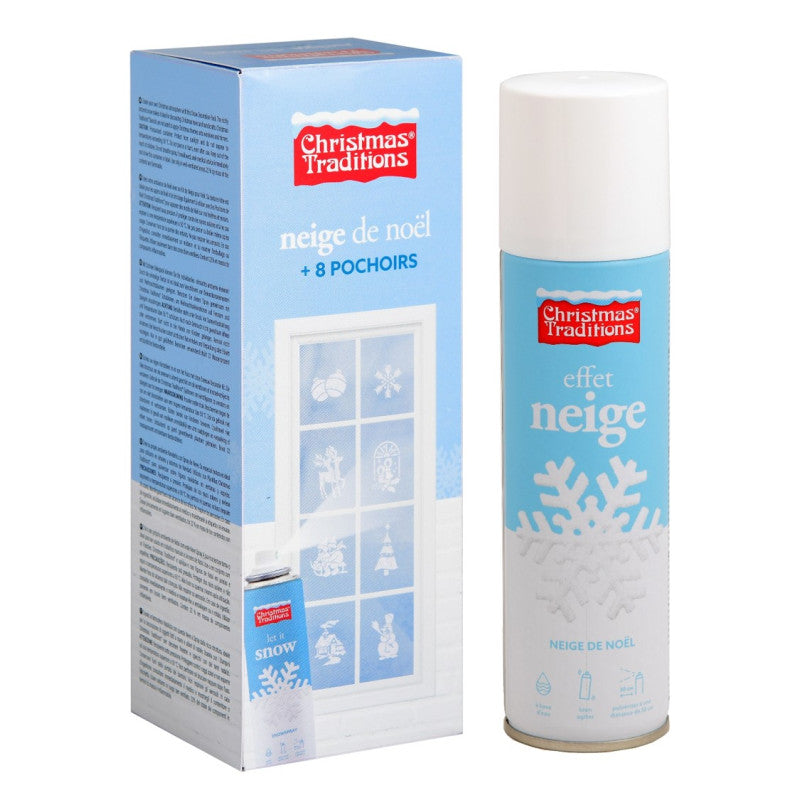 Snow spray 150ml + 8 stencils window