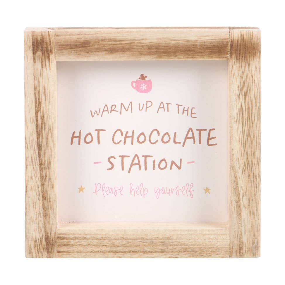 Christmas Hot Chocolate Station Wooden Frame Sign