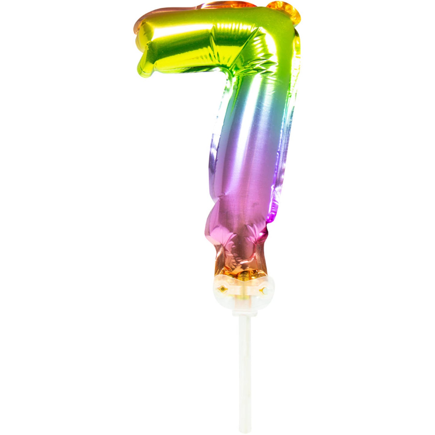 Foil Balloon Cake Topper Rainbow Number 7 - 13cm