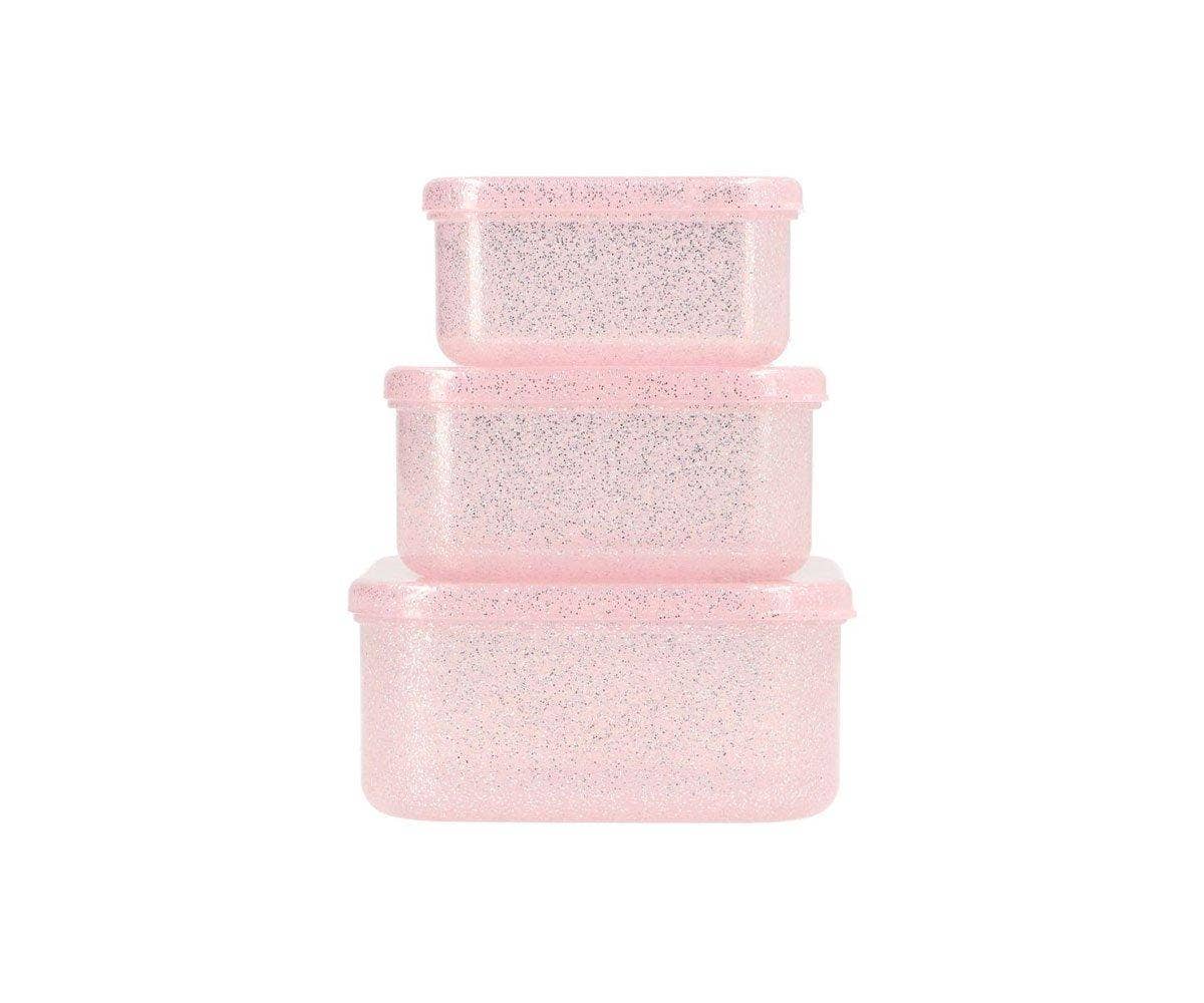 Tutete - 3 Glitter Pink Lunch Boxes