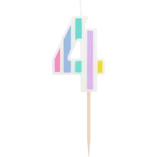 Candle Pastel Number 4 Multicolour