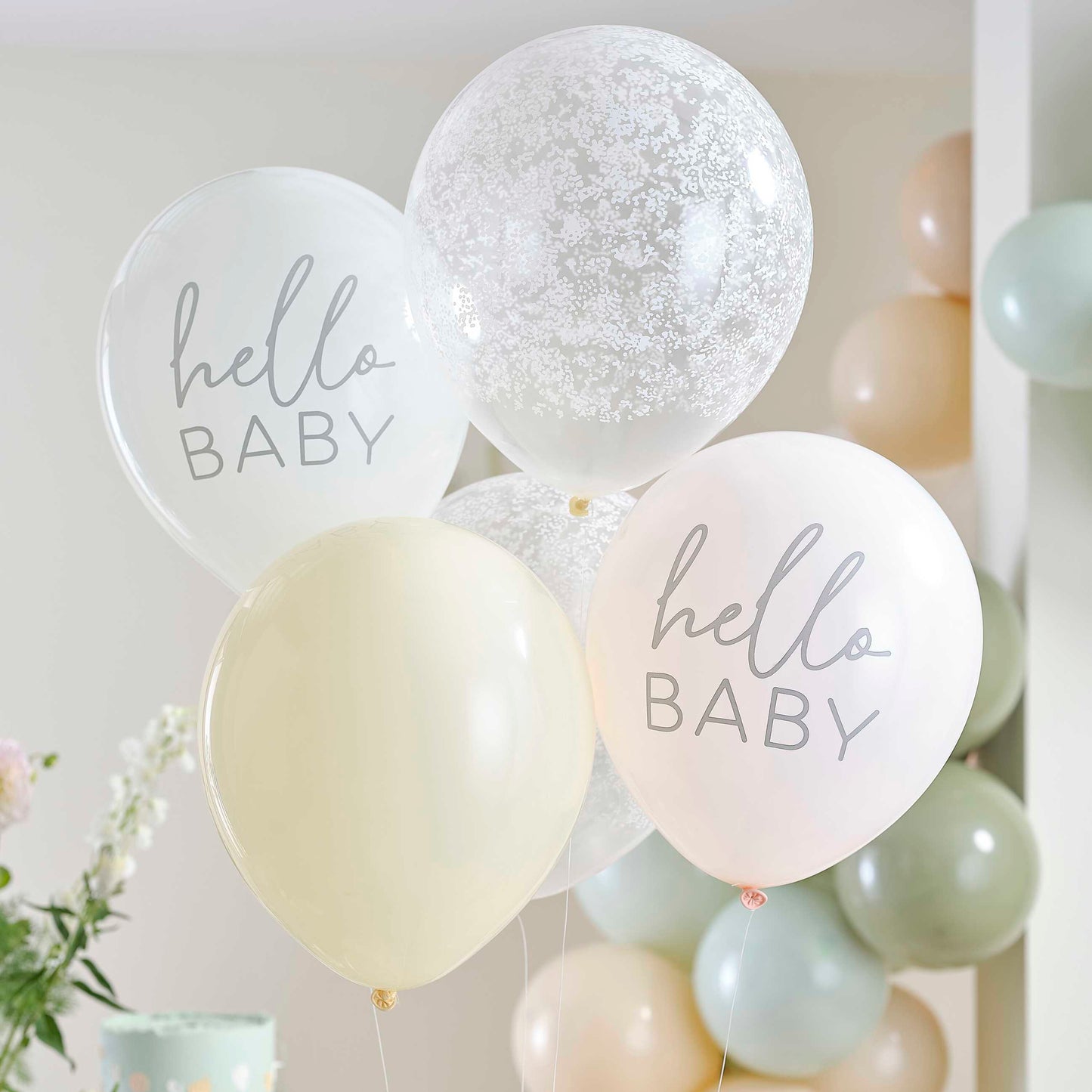 Hello Baby Floral Baby Shower Balloon Bundle