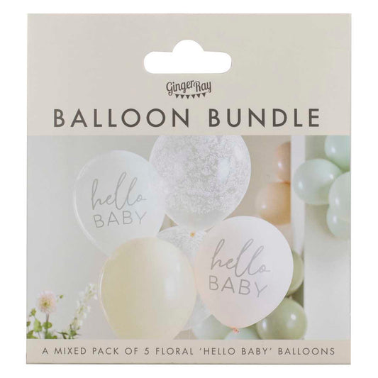 Hello Baby Floral Baby Shower Balloon Bundle