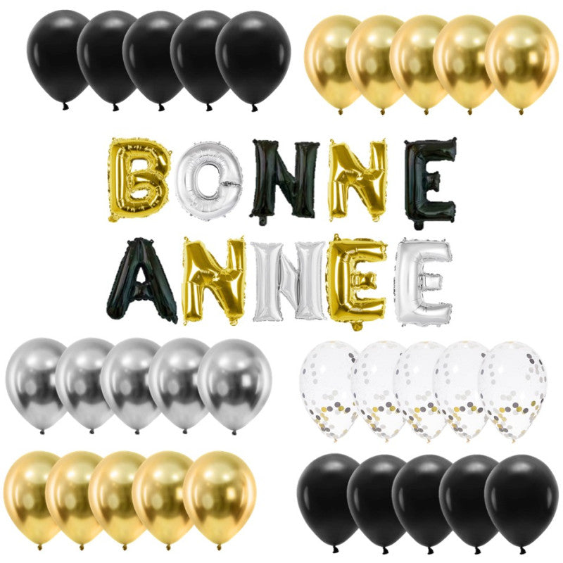 Kit 40 ballons 30 cm 30 ballons latex + BONNE ANNÉE 30 cm 