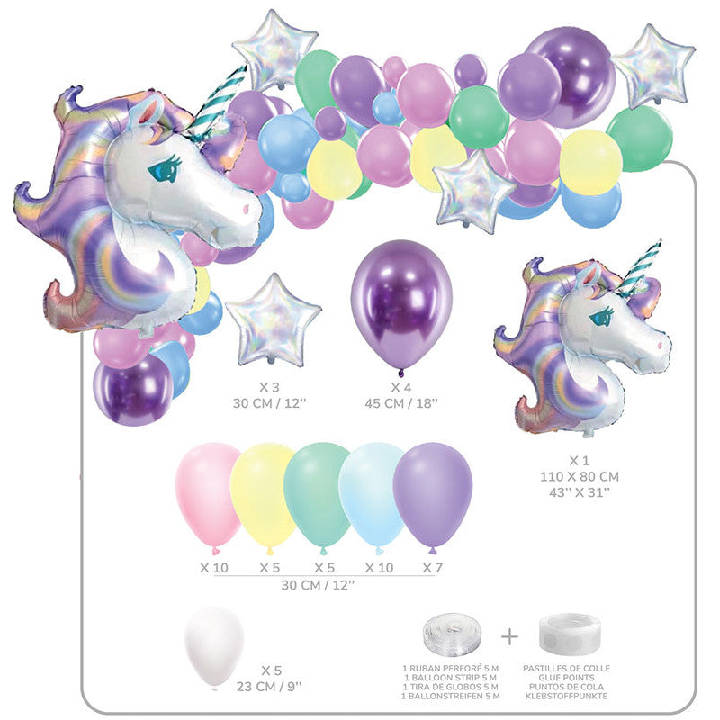 Kit 50 ballons LICORNE avec accessoires