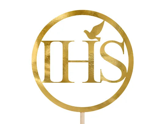 Cake topper IHS, gold, 22cm