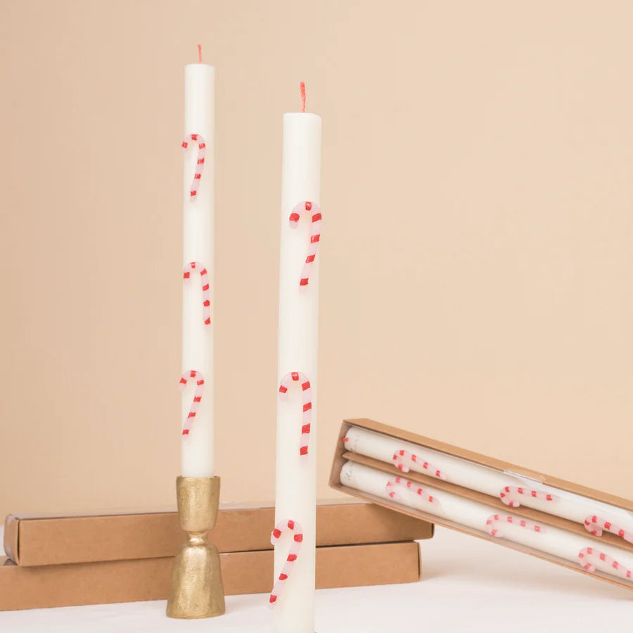 Candy cane table candles X2