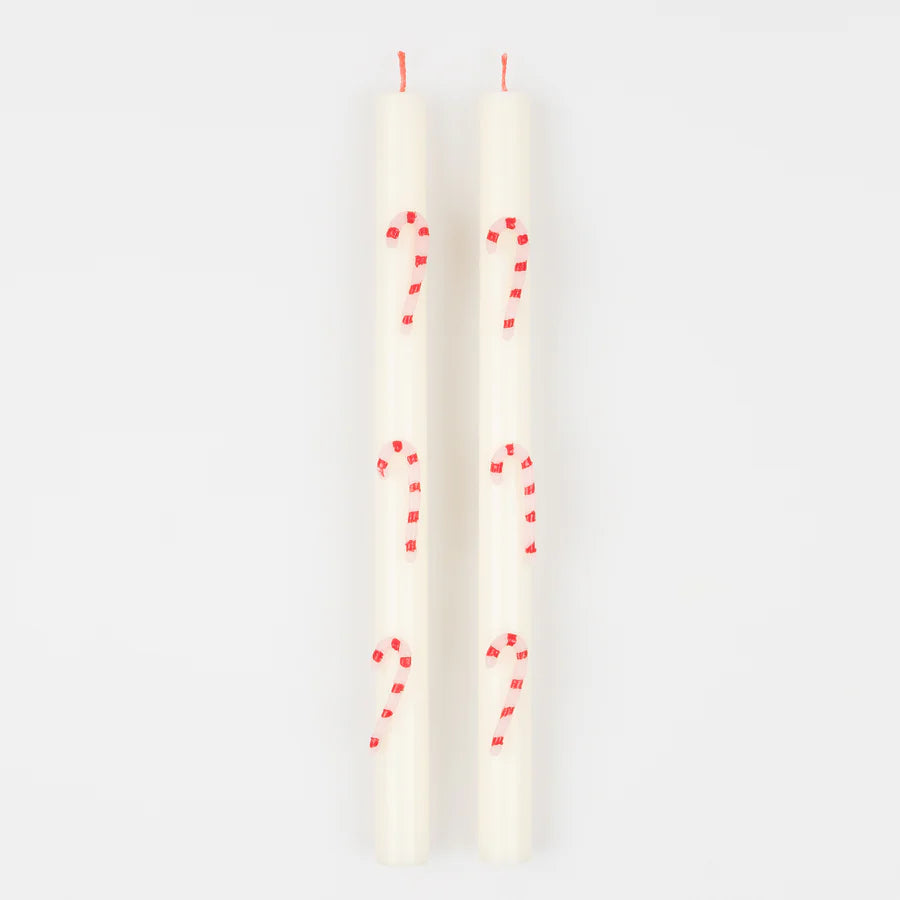 Candy cane table candles X2