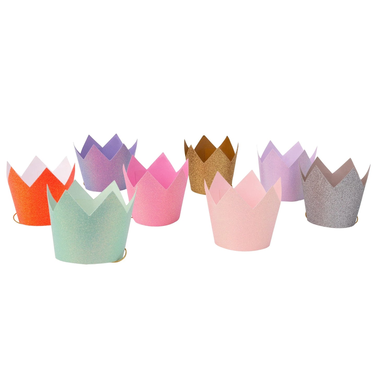 Mini Glitter Party Crowns (x 8)