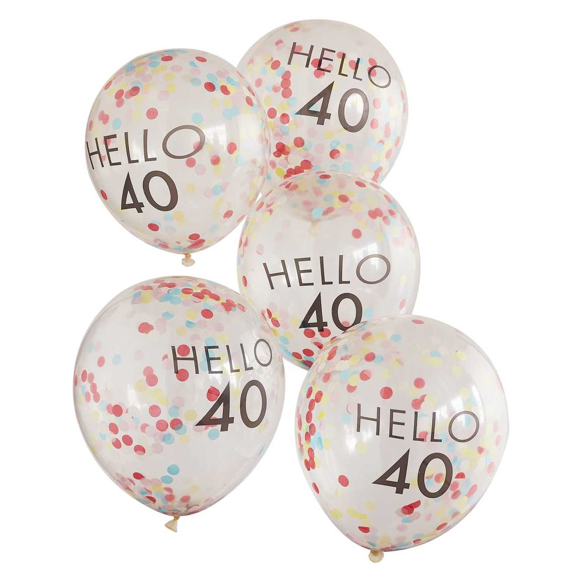 Hello 40 Rainbow Confetti 40th Birthday Balloons