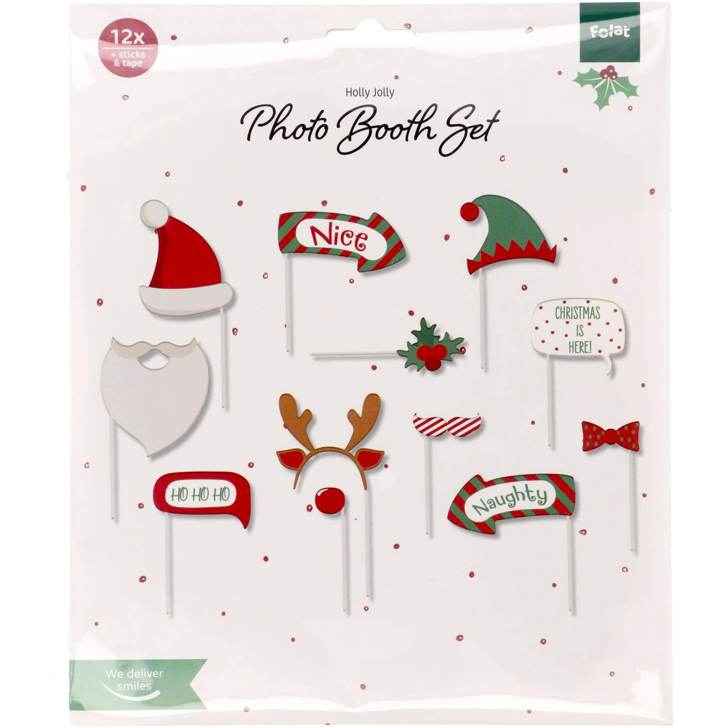 Photobooth Accessories - Holly Jolly - 12 pieces