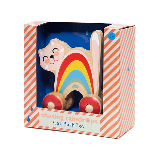 Wooden push toy cat