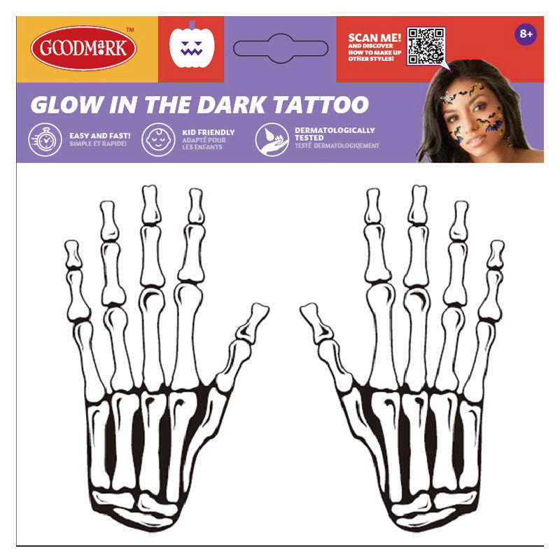 Glow in the Dark Tattoo - Skeleton Hands