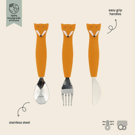 SILICONE CUTLERY SET 3-PACK MR. FOX