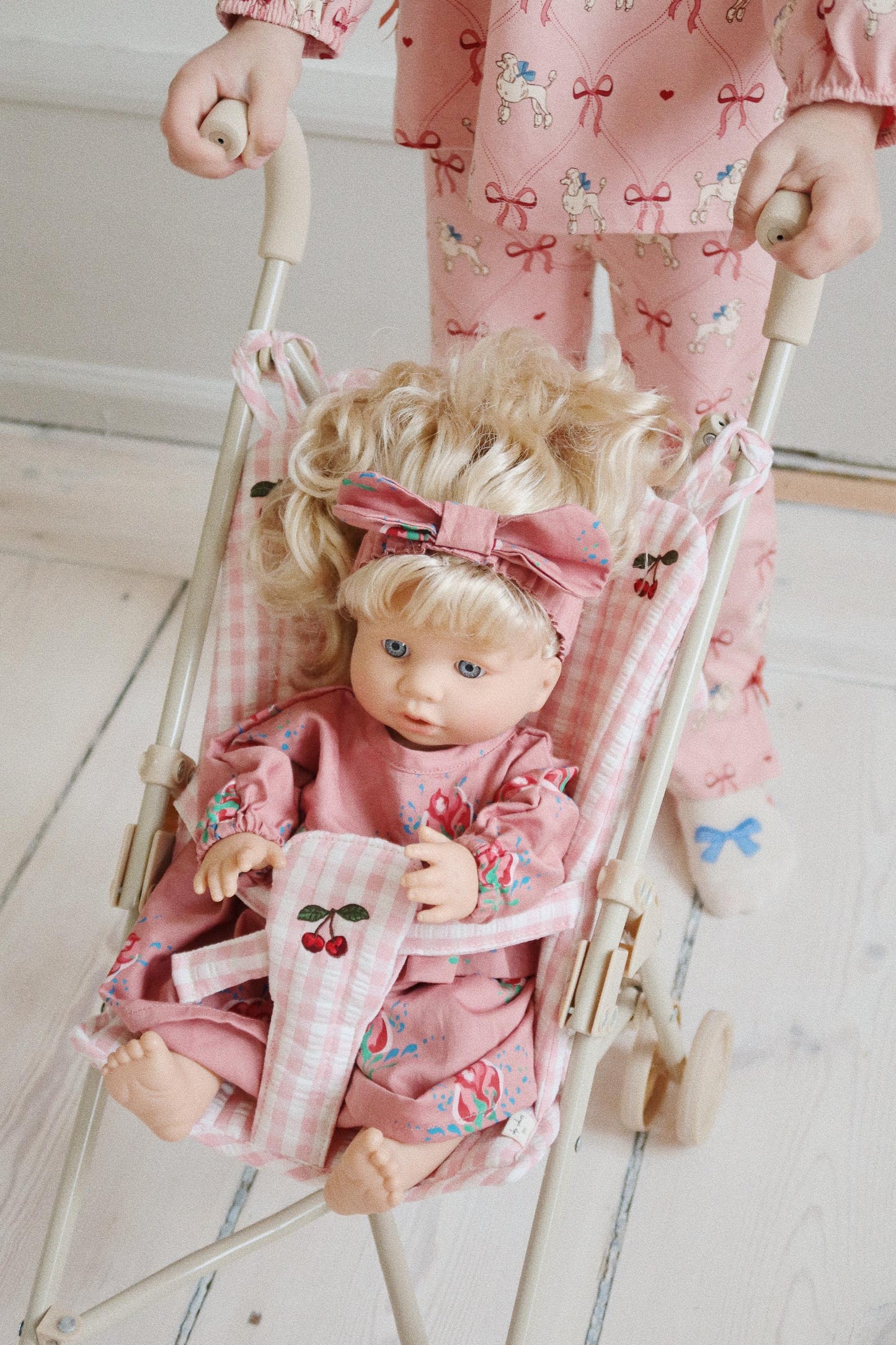 Doll Stroller - Powder Pink Check